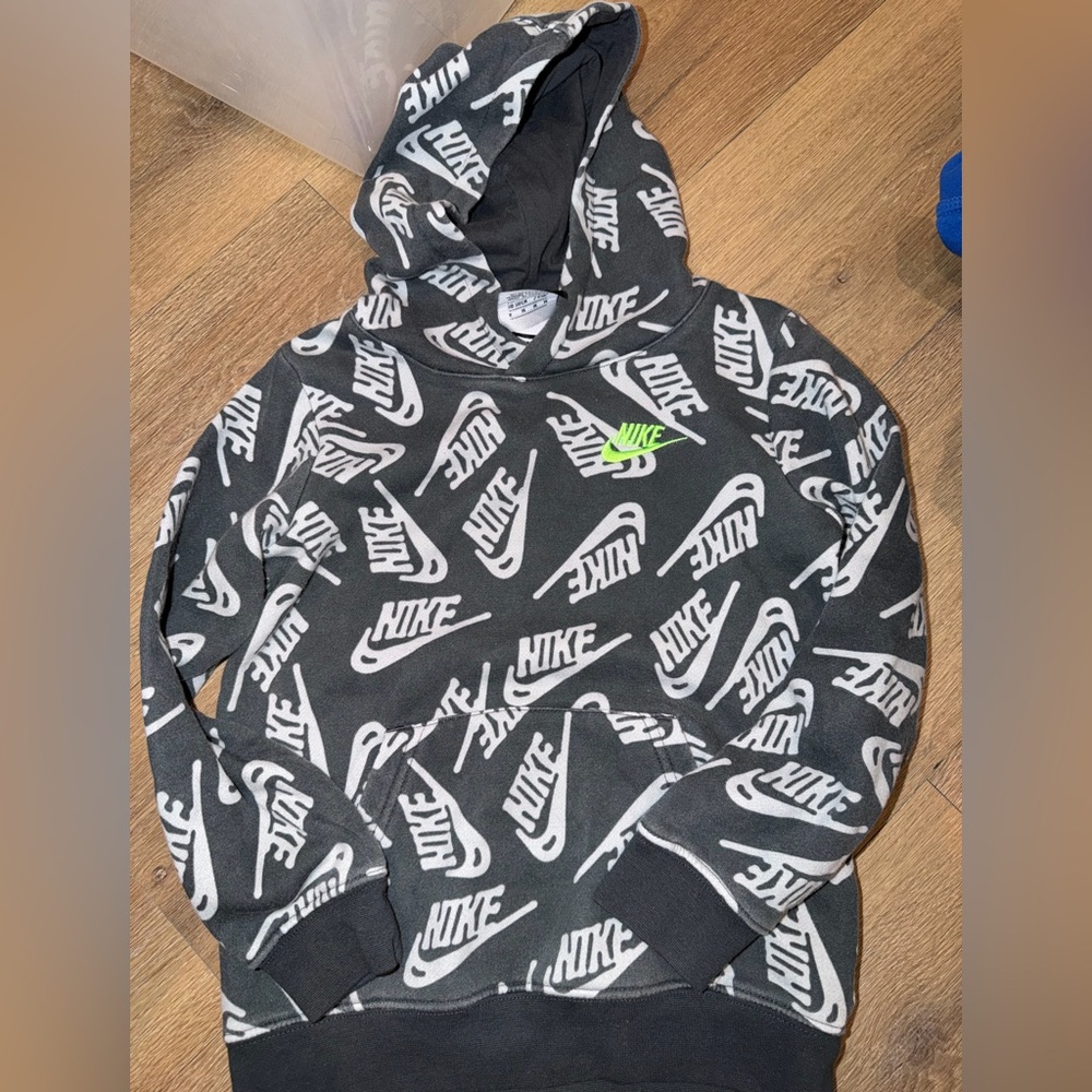 Nike Grey and White Logo Hoodie